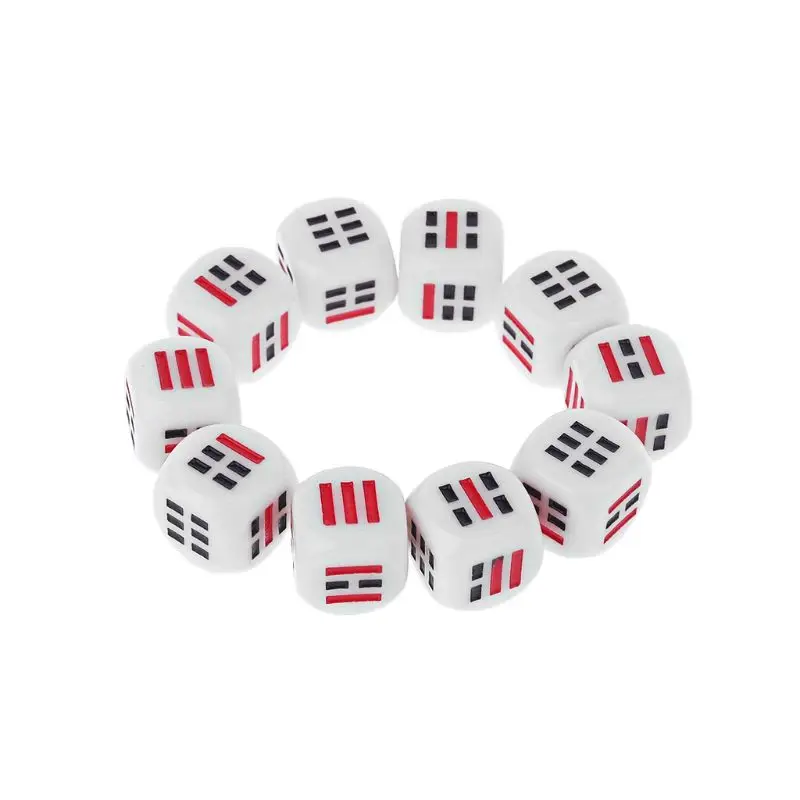 

10Pcs D6 Dices For Easy Fortune-Telling Guess Divination Dice Ba Gua Eight Trigrams Parts Accessory 16mm