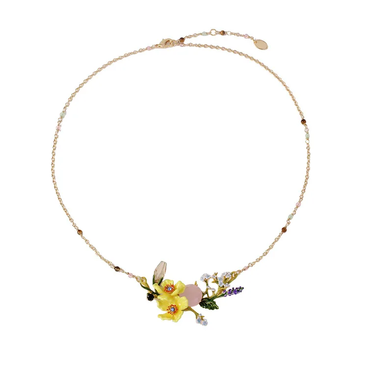 MISHA Трендовое ожерелье для женщин желтый в форме цветка ювелирные изделия ручной работы эмалированные глазурованные роскошное колье бижутерия для девочек Подарки L957