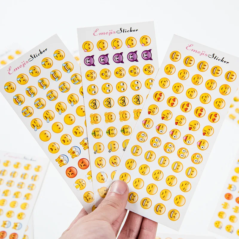 12 Sheets/Lot Creative Mini Emoticons Sticker Label Kawaii Scrapbooking Stickers for Children In Diary DIY Notepad School Supply