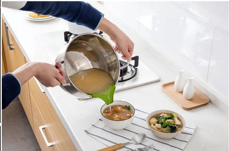 Силиконовый Воронка для супа кухонные устройства Инструменты дефлектор воды инструмент для приготовления пищи зеленые ложки