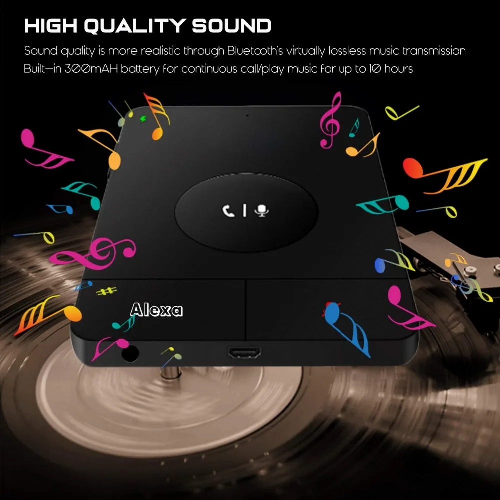 Смарт Bluetooth 4,2 Alexa A2DP аудио приемник Handsfree автомобильный fm-передатчик Голосовое управление Siri Google Assistant gps навигация