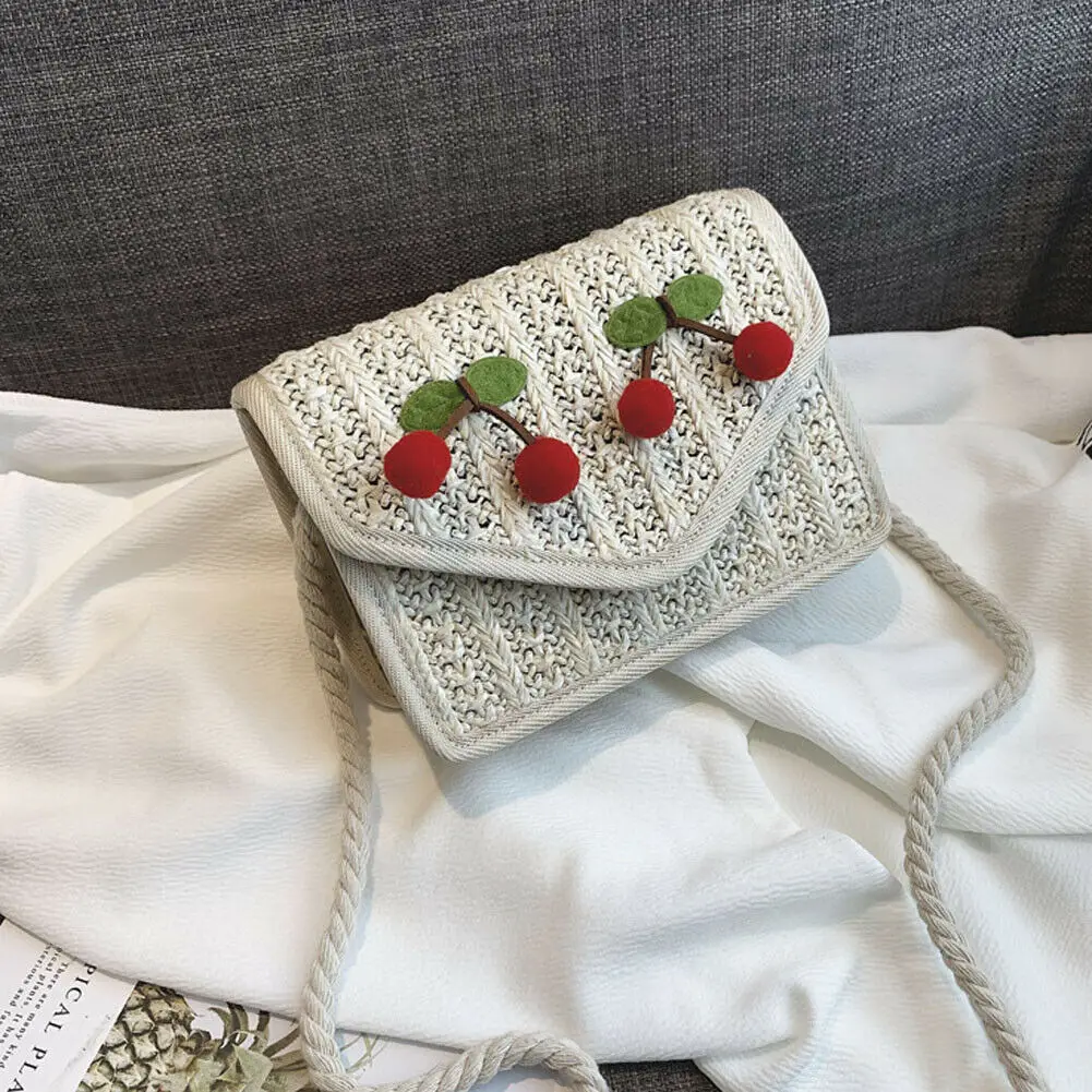 

2019 Summer Women Boho Exotic Floral Straw Beach Messenger Bag Rattan Weave Cloth Handbag Tote Bag Crossbody Bags