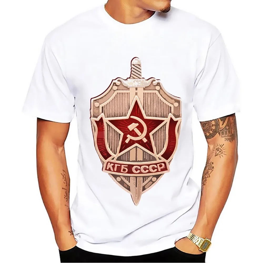 Советского Союза КГБ Знак Футболка homme JOLLYPEACH Новинка 2017 белый Повседневный