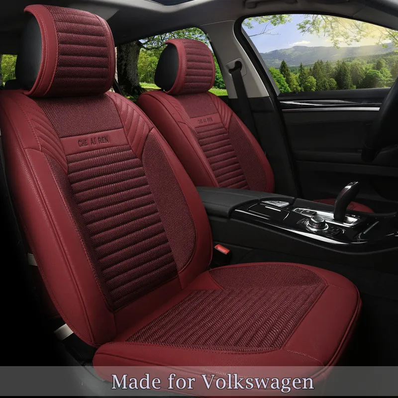 Linen Flax Leather Seat Cover For Vw Santana Passat Cc Magotan Linen Flax Leather Seat Cover For Vw Santana Passat Cc Magotan Scirocco Phaeton Touareg Tiguan Touran Cushion Protector 151 In Automobiles Covers