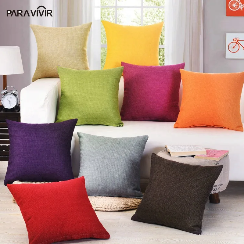 PARA VIVIR Solid Linen Cotton Plain Cushion Cover Simple Design Unique Plain Decorative Pillows PARA VIVIR Solid Linen Cotton Plain Cushion Cover Simple Design Unique Plain Decorative Pillows