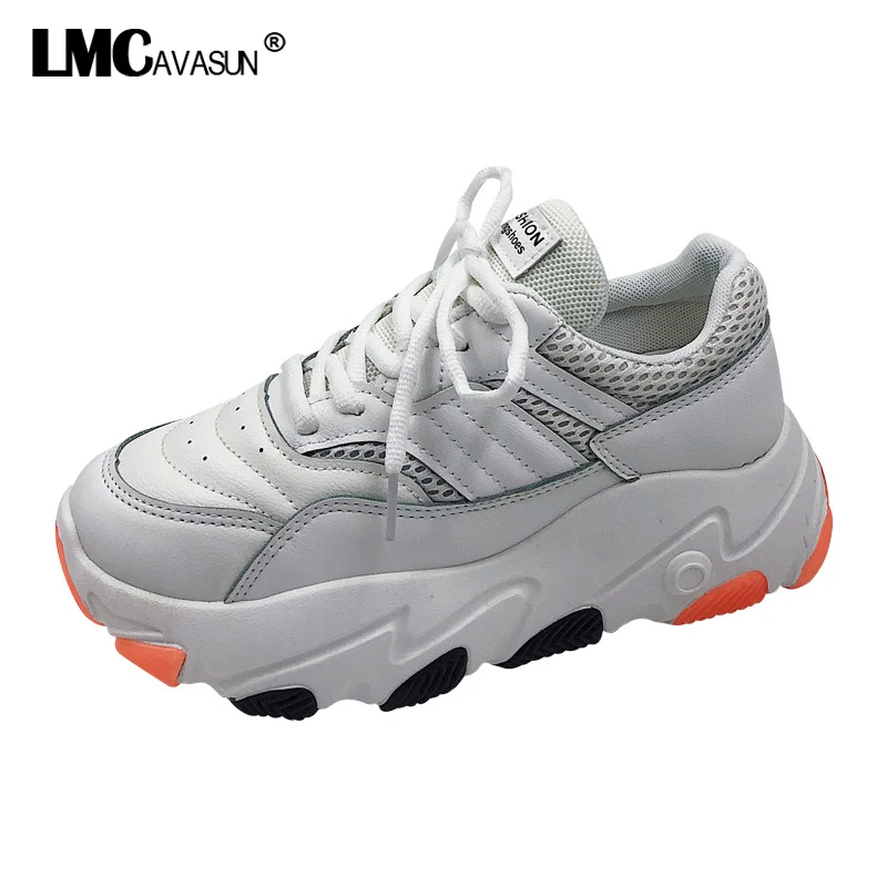 LMCAVASUN Sneakers Women Trainers Platform White Sneakers Wedges Mesh Ladies Casual Shoes zapatillas chunky mujer plataforma