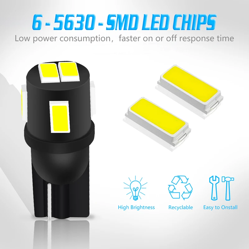TUINCYN 2Pcs W5W LED T10 LED Bulbs Car Lights 194 168 Interior Lamp 6000K White License Plate Bulb Reading Wedge Dome Turn Lamp TUINCYN 2Pcs W5W LED T10 LED Bulbs Car Lights 194 168 Interior Lamp 6000K White License Plate Bulb Reading Wedge Dome Turn Lamp