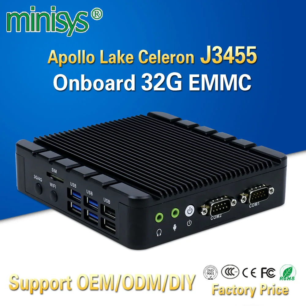Minisys cheap desktop mini pc ubuntu intel Apollo Lake Celeron J3455