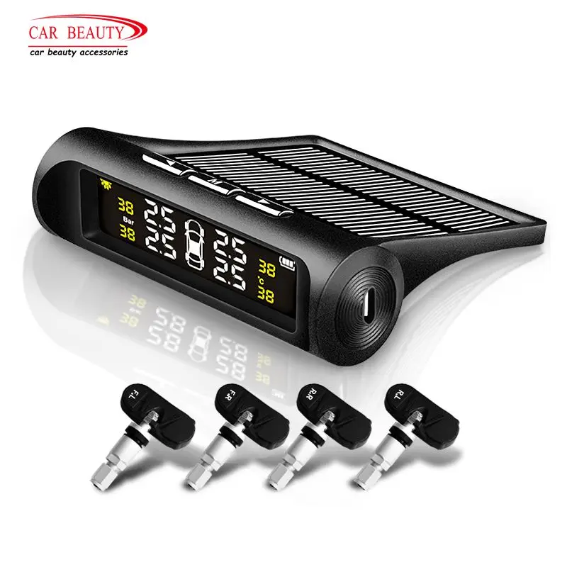 

Tpms Solar TPMS Sensor Car Tire Pressure Monitoring System Digital LCD Display Warning Auto Security Alarm Car Tire Pressure