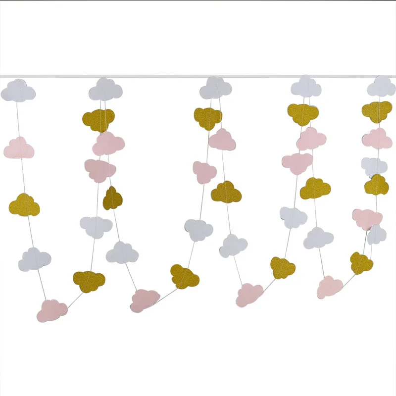 3 м Бумажная гирлянда строки золото розовый Белое Облако Бумага баннер-Гирлянда Декор на свадьбу День рождения душа ребенка событие
