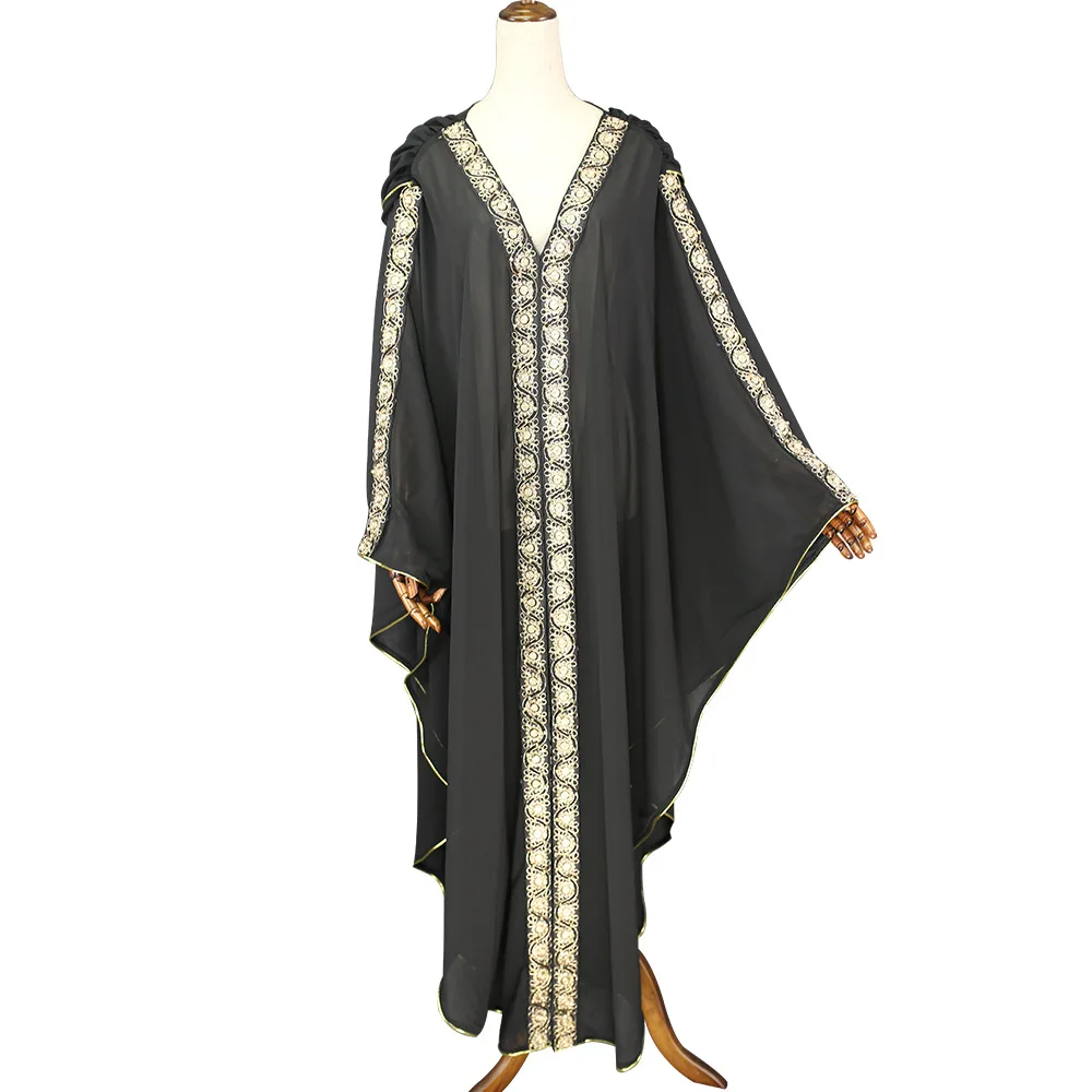 Свободное платье суперразмера длиной 152 см с капюшоном Женская африканская одежда мусульманское длинное платье модное платье для леди+ внутри