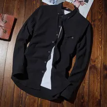 Рубашка в китайском стиле с рукавами, винтажные модные мужские рубашки для мужчин, осень, весна, лето, новая летняя брендовая рубашка, мужская Свободная рубашка с длинными рукавами