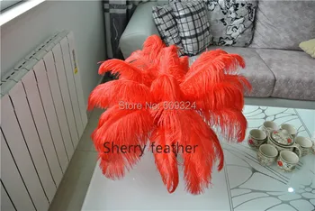 

Free Shipping-100 pcs12-14inch(30-35cm) Red Ostrich Feather Plume red feather decor Red wedding centerpieces decor