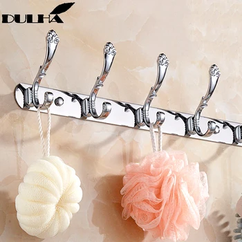 

Luxury Bathroom wall Robe 6 Hooks Decorative Metal Brass Antique Hook For Towel Coat Clothes Hanging Storage Rack Home Organizer