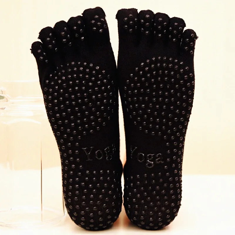 3 пара/лот зимние мужские носки для йоги противоскользящие на пять пальцев хлопковые дышащие дезодорирующие носки для балета Пилатес танцевальный тренажерный зал фитнес - Цвет: Black
