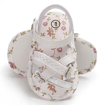 

summer New infant baby sandals flower printing baby girls sandals soft sole indoor baby crib shoes Nonslip Sandal