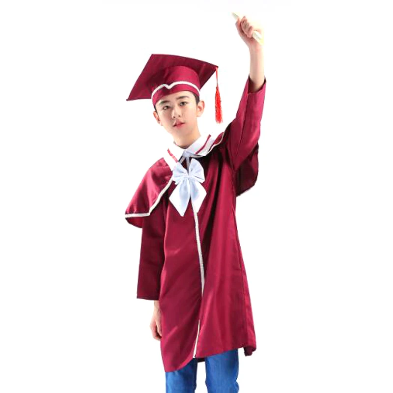 Children Students Performance Costumes Academic Bachelor Gown Kindergarten Kids Dr Clothes Graduated Bachelor Suits Dr cap