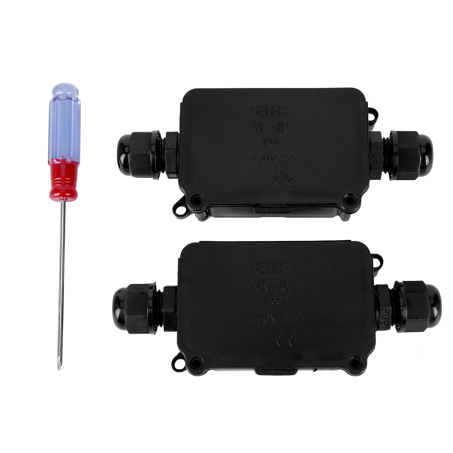 

Waterproof Junction Box IP66 Waterproof Cable Connector with 2 Cable PG9 Gland Plastic Weatherproof Junction Box for 4-8 mm Dia