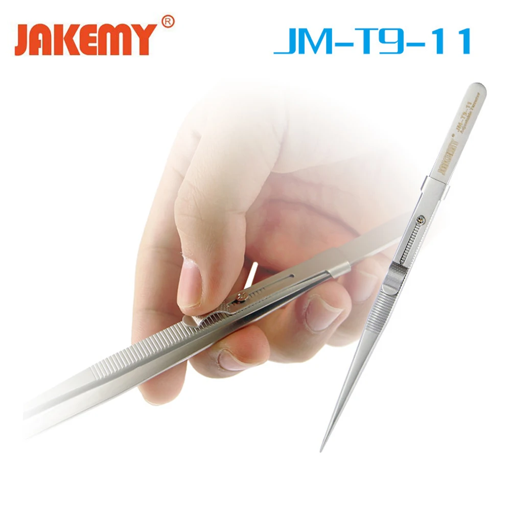 

165mm Adjustable Tweezers Anti-static Stainless Steel Tweezers Straight Pointed Tip Slide Lock Hold Tightly Hand Tools