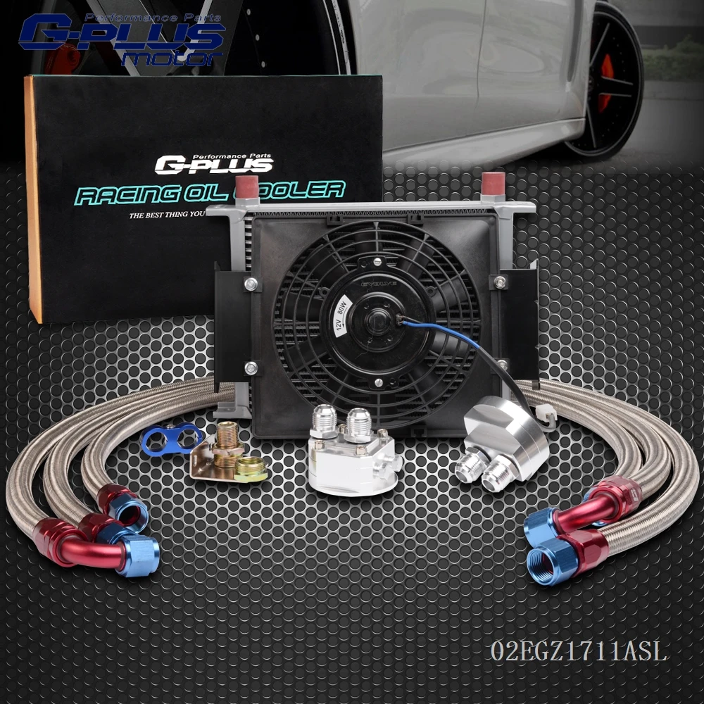 28 Row AN 10AN Universal Engine Oil Cooler Kit +Filter Relocation Kit