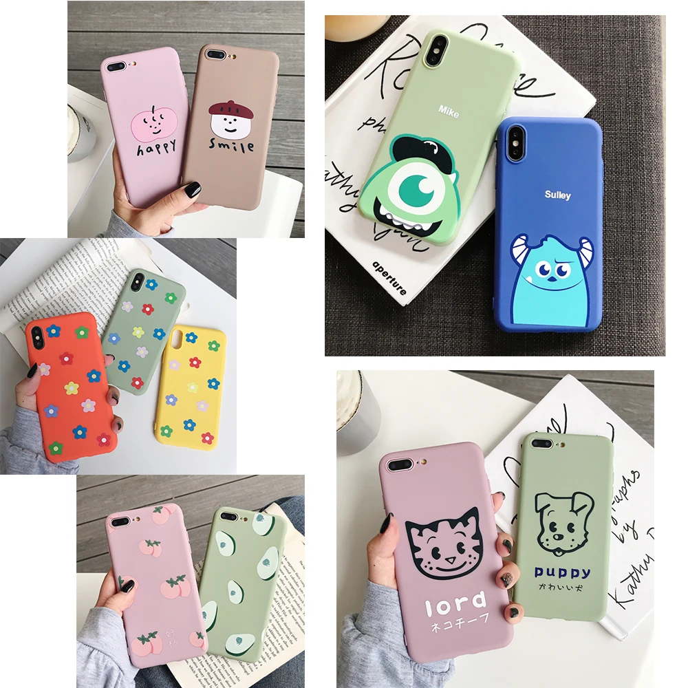 

Cute Cartoon Monsters Soft Silicone Case for iPhone 7 8 6 6S Plus X XS XR XS Max Phone Cases Ultrathin Candy Back Cover Fundas