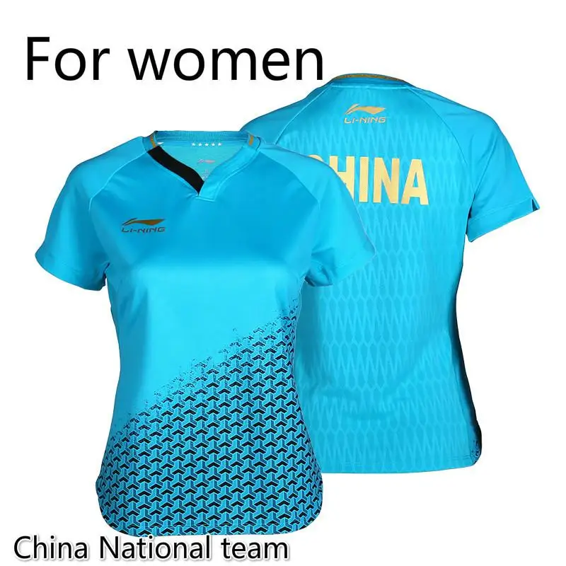 Li-ning одежда для настольного тенниса, сборная Мужская и женская спортивная одежда с коротким рукавом для соревнований по настольному теннису - Цвет: AAYP072-3