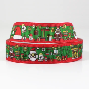 

50yards 7/8" 1" 1.5" 2" 3" 22mm 25mm 38mm 50mm 75mm Christmas Santa printed grosgrain ribbon party decoration gift ribbon