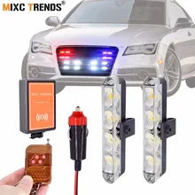 Remote Control Warning Strobe Car Lights 2Pcs 4LEDs 12Volt LED Strobe Light Dash Emergency Flashing Ambulance Police light Flash dempsey high quality led warning light police emergency ambulance car roof strobe flashing warning light magnetic tbd c9l3