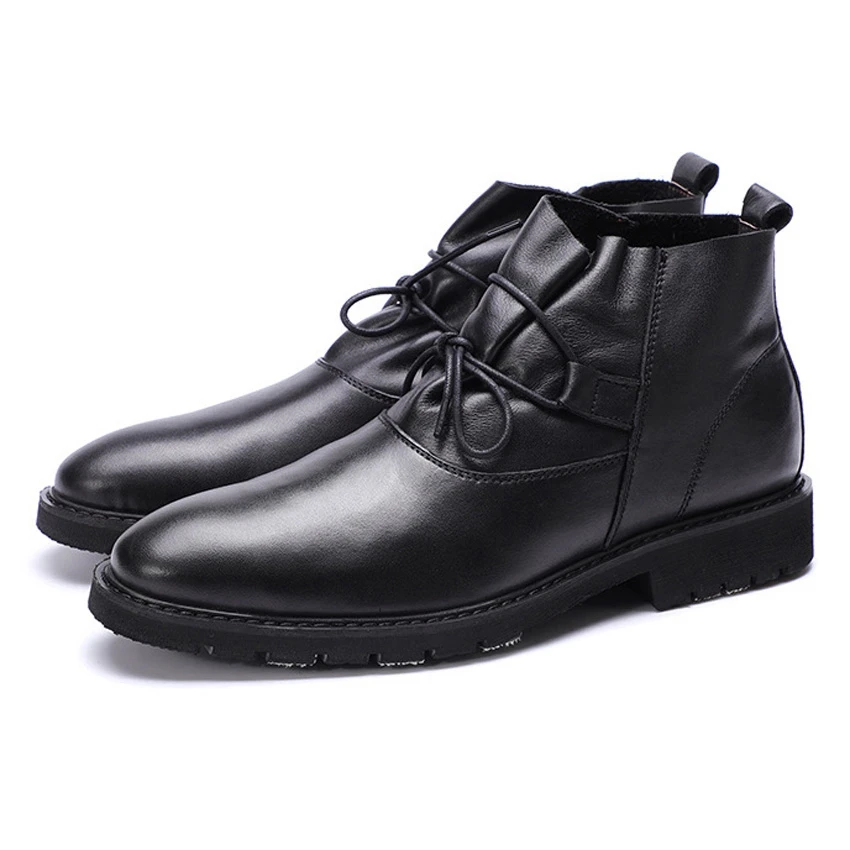 Libre Cuero Botines Cowboy Plataforma Los Al Hombres Cómodo Zapatos Ymx375 Pie Redonda De Dedo Moda Martin Hombre Aire Negro Auténtico Del Txn1Td