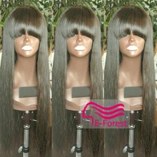 Brazilian Full Lace Human Hair Wigs For Black Women Straight Glueless Lace Front Human Hair Wigs Virgin Full Lace Wig With Bangs