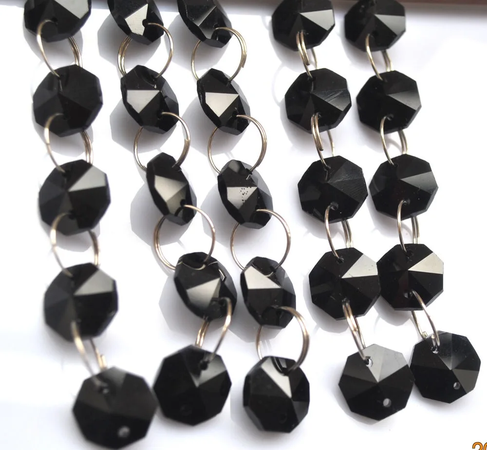 10pc black 14MM octagon beads crystal chandelier lamp parts prism