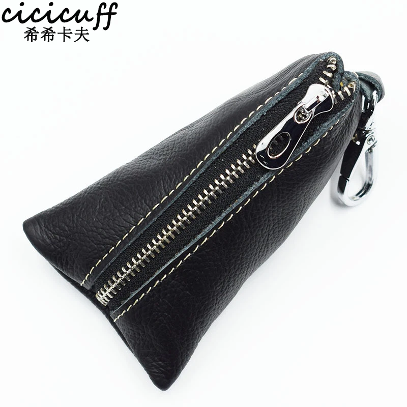 Leather Key Holder Car Key Wallets Men Key Organizer Zipper Key Case Bag Purse