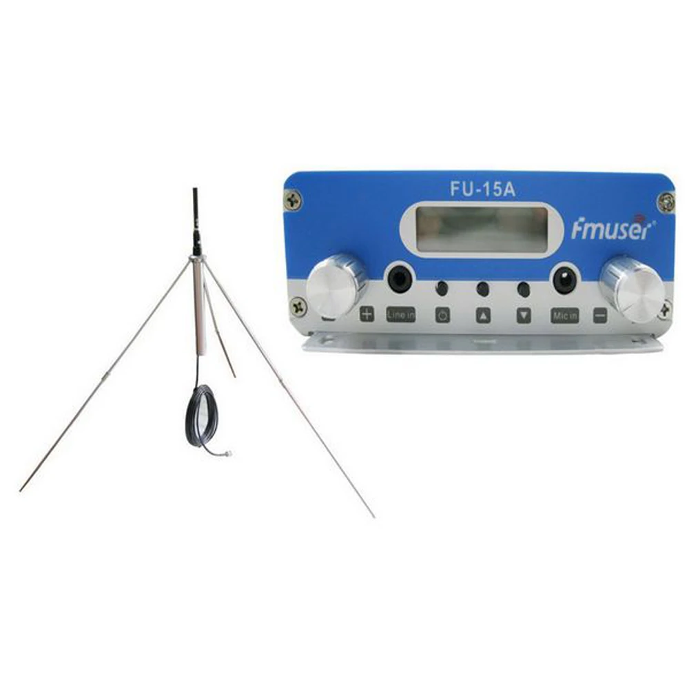 

FMUSER FU-15A 10w 15W FM radio transmitter for wireless broadcast audio station and GP100 fm antenna KIT