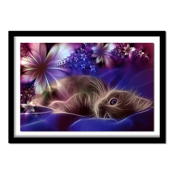 

DIY 5D Diamond Painting Cross Stitch Cute Cat Europe Unfinished Decor Full Round Diamond Embroidery Animal Series
