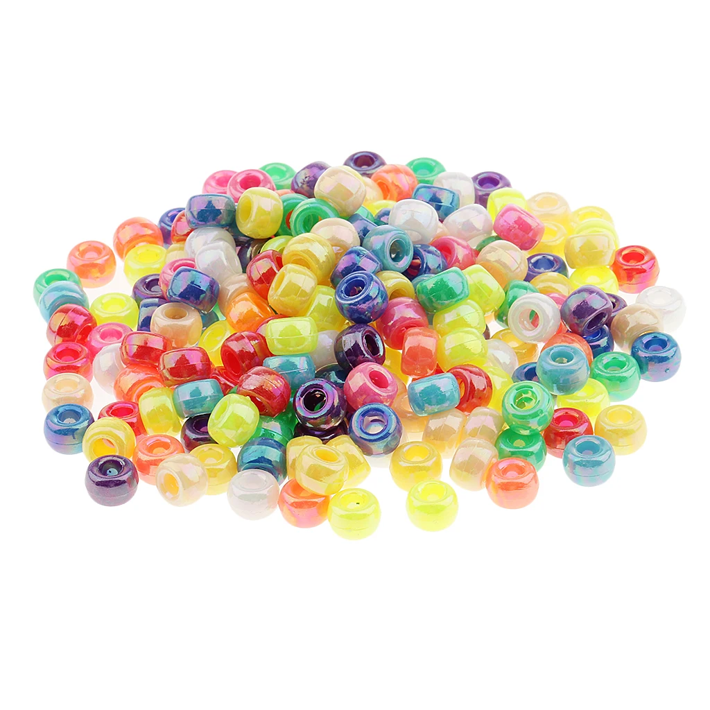200 Pieces Multi colors Round Glass Beads Loose Beading Large Hole for DIY Necklaces,Bracelet, Earrings Making Craft 8 mm
