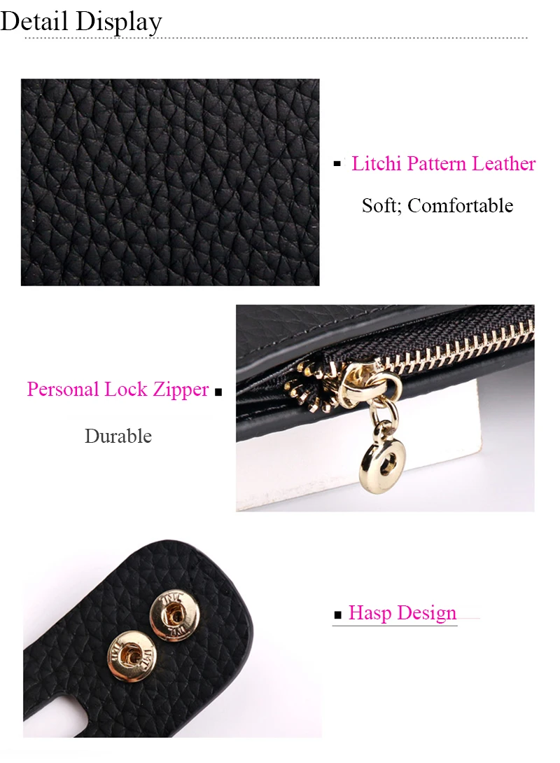 LMS 2017 Litchi Pattern Long Leather Womens Wallets And Purses Fashion Zipper & Hasp Clutches Women Bag Phone Card Holder Wallet (21)