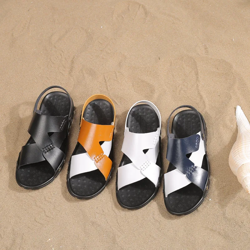 Лидер продаж года; мужская пляжная обувь из натуральной кожи большого размера; Летние Стильные мужские модные сандалии большого размера