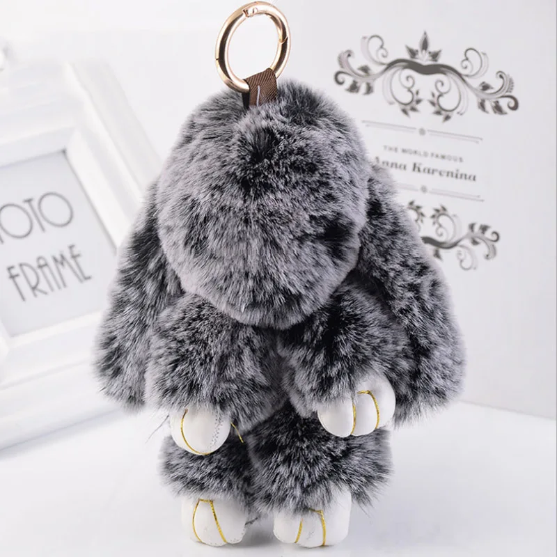 

5 Color Trendy Fluffy Fur Bunny Keychain Pom Pom Rabbit Key Chain Chaveiro Key Ring Jewelry Bag Charm Key Holder Car Accessories