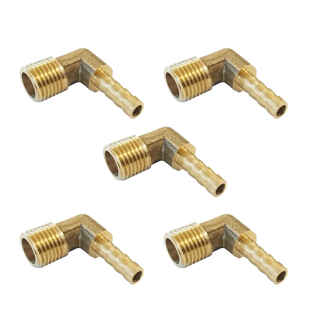 5 pieces 1/2 BSP To 10mm Brass 90 Degree Male Elbow Barb Hose Tail Pipe Gas Fittings Copper Connector Joint Coupler Adapter