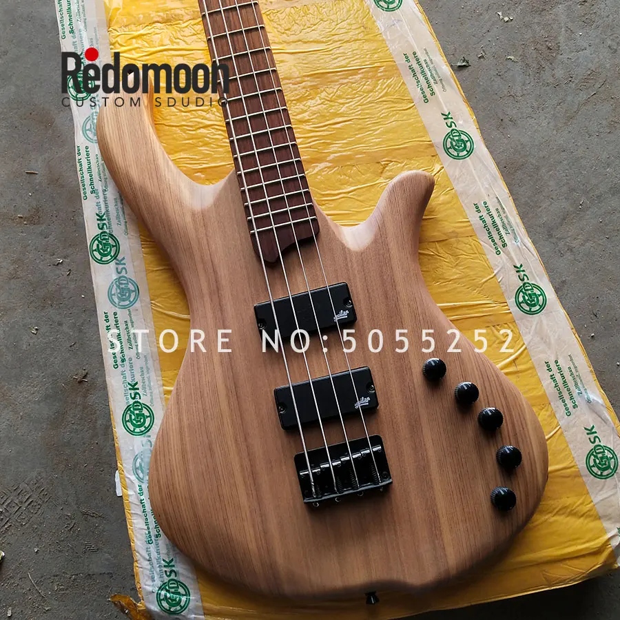 

Factory custom 4 strings Mayones bass with mahogany body natural color electric bass guitar musical instrument shop