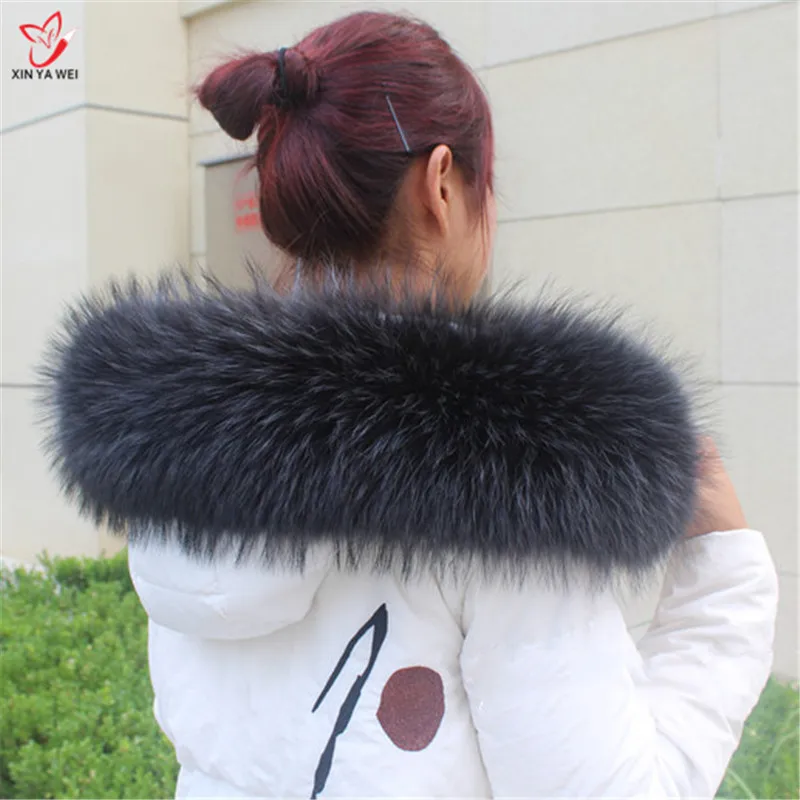 Comprar Cuello de piel Natural chal Jersey abrigo cuello bufandas de lujo Piel de mapache cuello Cap invierno piel Real cuello y pañuelos para mujer