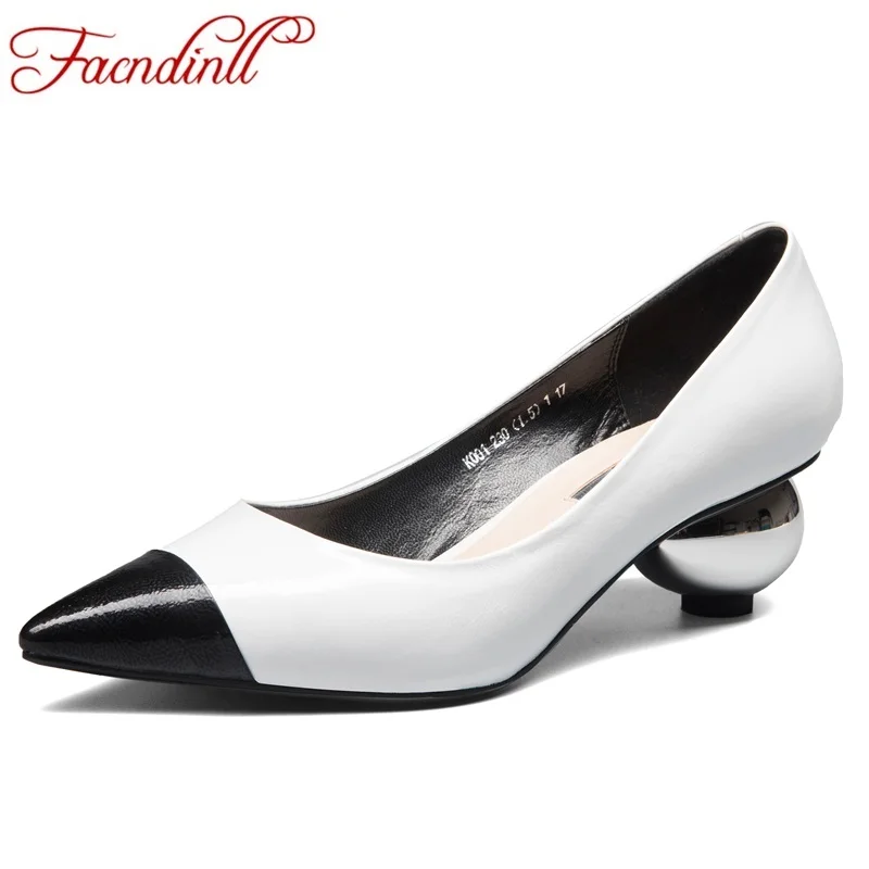

FACNDINLL shoes hot sales women pumps fashion high heels shoes high qulaity genuine leather women dress party office lady pumps
