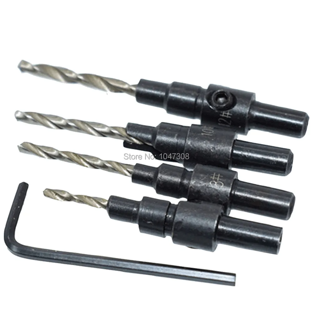 4pcs Countersink Deburr Drill Bit Wood Pilot Hole Quick Change Drill