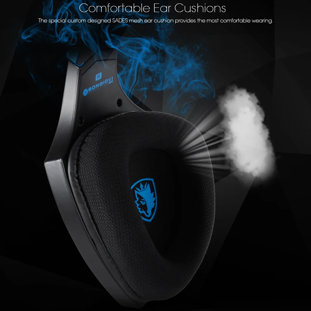  SADES Spellond Pro Bongiovi Acoustics DPS Gaming Headset Headphones Deep Bass Vibration Gamer headp
