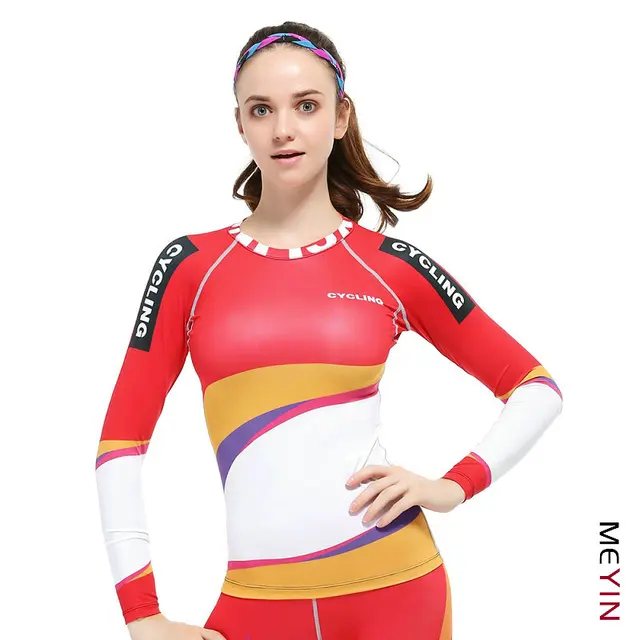 Women's Compression Tops Long Tops Yoga Undershirts Ladies Gym Wear Running Jerseys Cycling Base