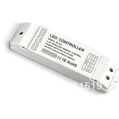 

R4-5A constant current zone receiver,2.4G.remote distance 50m. DC5V-48V input , output CC350/700/1050mA*4ch(3 in 1)