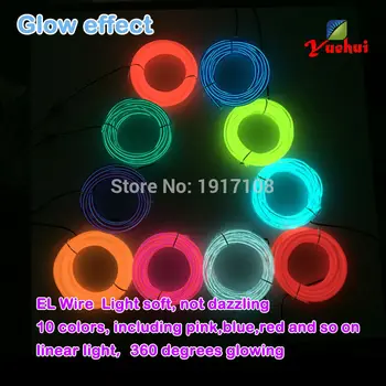 

5.0mm 2Meter Glowing EL Wire Colorful DC-3V 10 COLOR LED Neon Light Battery Powered Cold Light For Clubs House Party Decor
