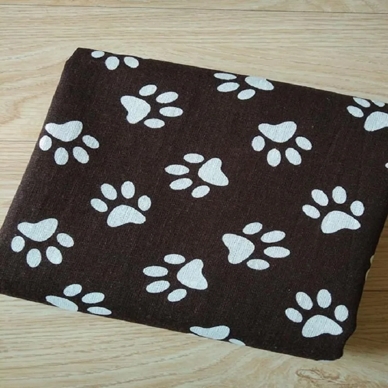 

Paw Printing Coton Linen Fabric Cotton Canvas Flax fabric for Handmade DIY Quilting Crafts Cloth