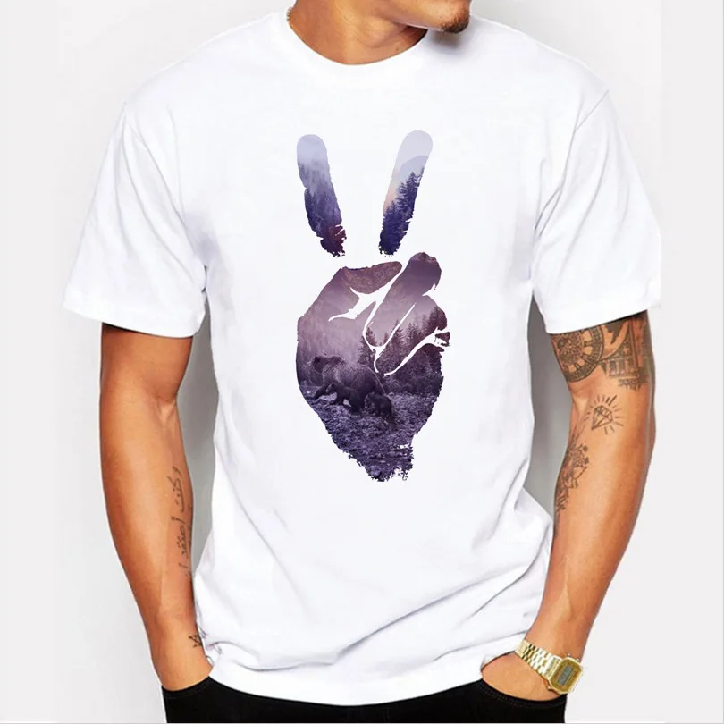 Для мужчин футболки победный жест 3D Печать смешные футболки Летние Повседневное с короткими рукавами брендовая футболка! Модное платье с О-образным вырезом футболка