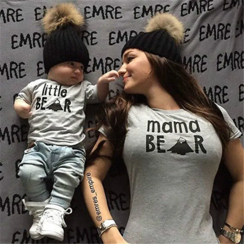 

Summer Cartoon Family Matching Outfits Top T-shirt Newborn Toddler Baby Kids Boys Mummy Lady Set Bear T-shirt Tops Outfits